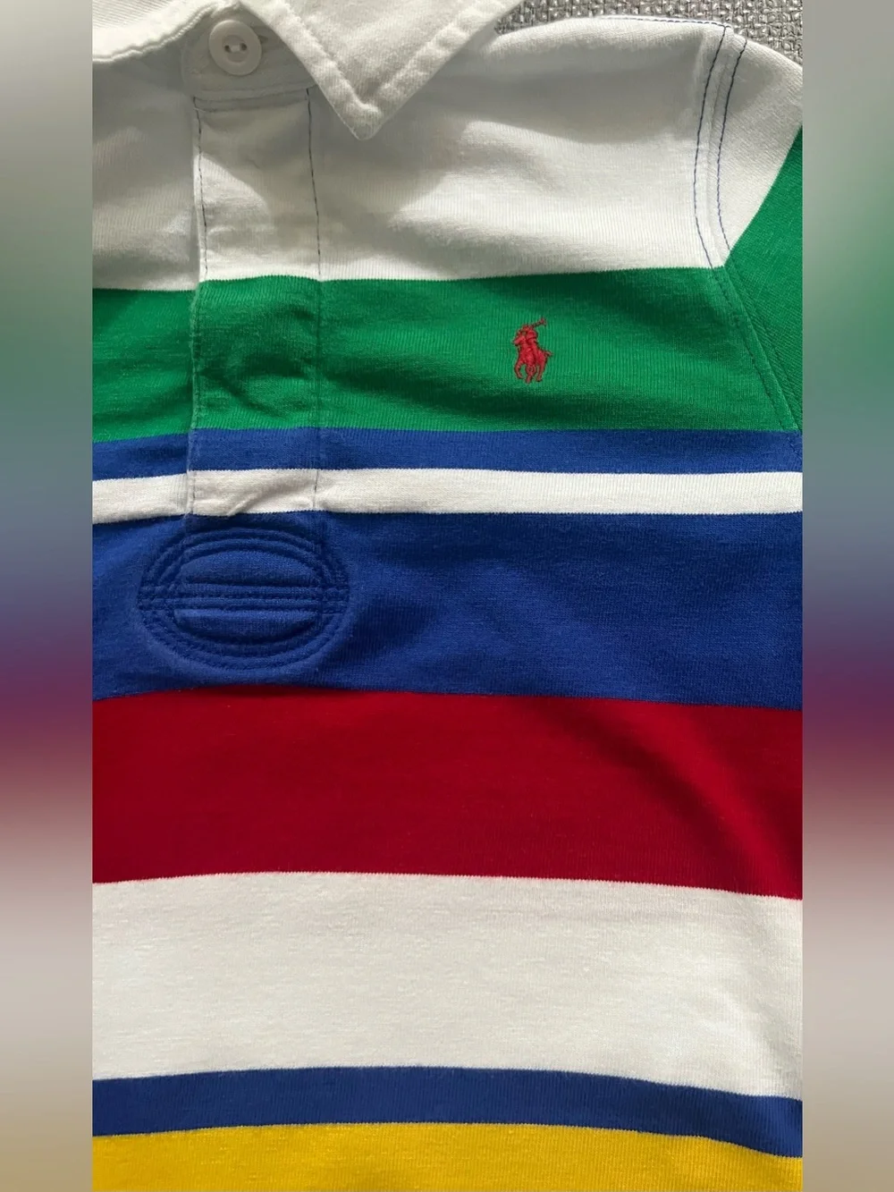 Polo Ralph Lauren Boys 3T Multicolor Striped Logo Long Sleeve Polo Shirt